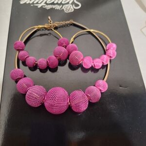 Elegant Pink Beaded Necklace and Earring Set